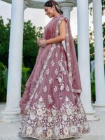 Rama Embroidered Organza Beads & Stones Ready To Wear Lehenga & Choli With Dupatta - Image 4