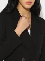 SHOWOFF Women Black Double-Breasted Blazer with Shoulder Pads - Image 2