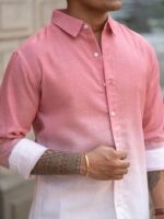 Powerlook Men Spread Collar Solid Cotton Casual Shirt - Image 2