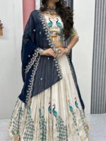 Floral Embroidered Sequinned Semi-Stitched Lehenga & Unstitched Blouse With Dupatta - Image 2